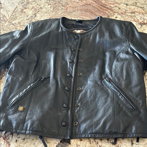 Black Leather Button-Up Jacket - Picture 1 of 10